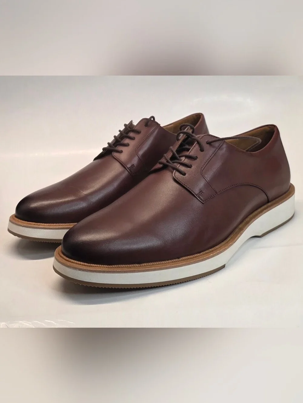 New Benson Derby Oxford Casual Allen Edmonds Brown Leather  Men's Size 12D